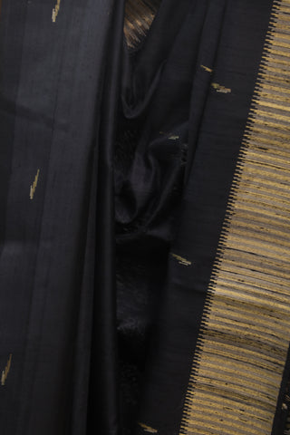 Black Raw Silk Saree - SRBRSS413