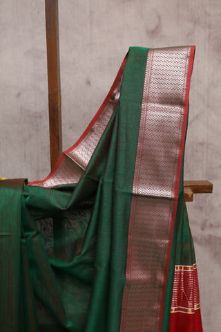 Green Cotton Silk Maheshwari Saree - SRGCSMS284