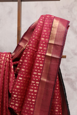 Dark Wine Raw Silk Saree - SRDWSS410