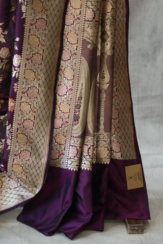 Dark Purple Banarasi Silk Saree-SRDPBSS519