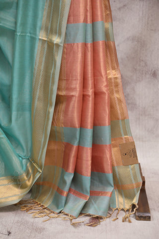 Pastel Blue Maheshwari Tissue Silk Saree - SRPBMTSS189