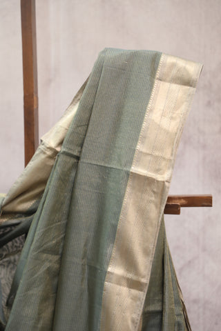 Greenish Grey Maheshwari Tissue Silk Saree - SRGGMTSS188