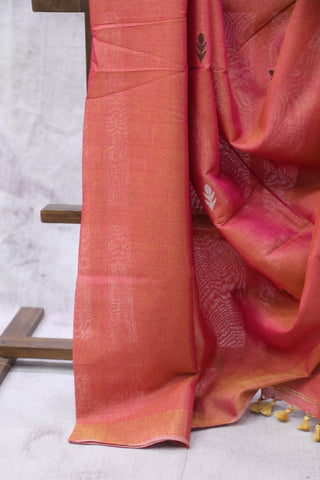 Pink Tissue Linen Jamdani Saree - SRPTLJS75