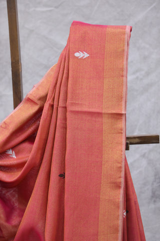 Pink Tissue Linen Jamdani Saree - SRPTLJS75