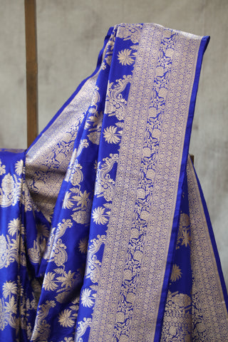 Blue Banarasi Silk Saree-SRBBSS508