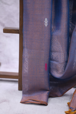 Peacock Blue Tissue Linen Jamdani Saree - SRPBTLJS78