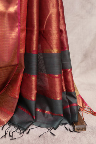 Grey Cotton Silk Maheshwari Saree - SRGCSMS300