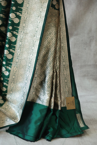 Green Banarasi Silk Saree-SRGBSS509