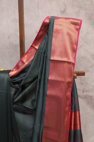 Grey Cotton Silk Maheshwari Saree - SRGCSMS300