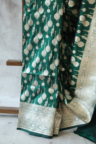 Green Banarasi Silk Saree-SRGBSS509