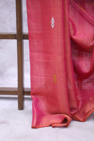 Dark Pink Tissue Linen Jamdani Saree - SRDPTLJS76