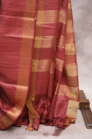 Mauve Tussar Silk Saree - SRMTSS769