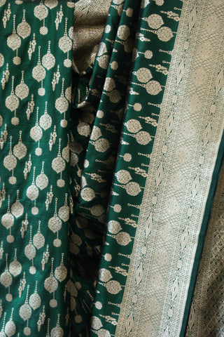 Green Banarasi Silk Saree-SRGBSS509