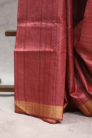 Mauve Tussar Silk Saree - SRMTSS769