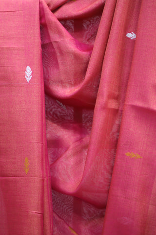 Dark Pink Tissue Linen Jamdani Saree - SRDPTLJS76