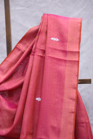 Dark Pink Tissue Linen Jamdani Saree - SRDPTLJS76