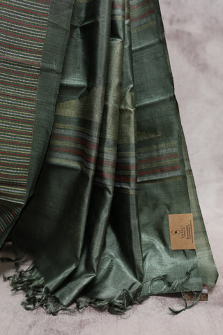 Green Pashmina Tussar Silk Saree - SRGTSS695