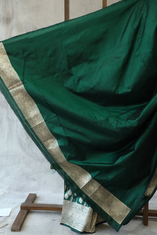 Green Banarasi Silk Saree-SRGBSS509