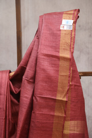 Mauve Tussar Silk Saree - SRMTSS769