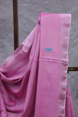 Pink Tissue Linen Jamdani Saree - SRPTLJS77