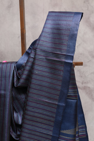 Dark Blue Pashmina Tussar Silk Saree - SRDBTSS696