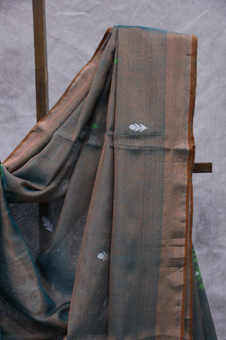 Green Tissue Linen Jamdani Saree - SRGTLJS80