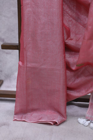 Pink Tissue Linen Jamdani Saree - SRPTLJS84