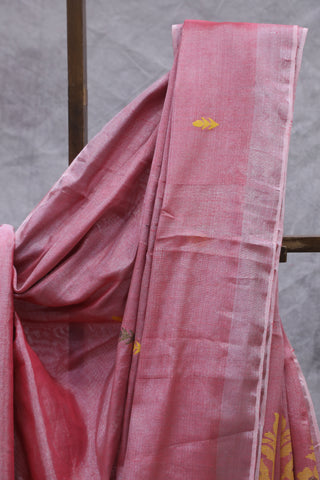 Pink Tissue Linen Jamdani Saree - SRPTLJS84