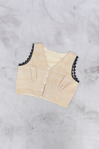 Beige Sleeveless Kala Cotton Blouse - SRBSKCB2