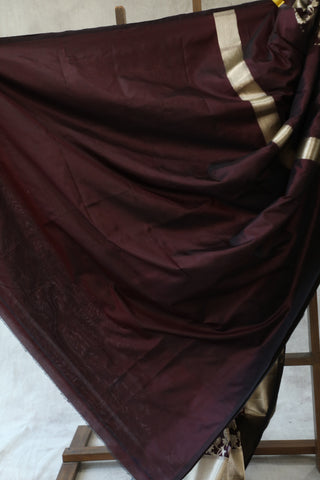 Dark Maroon Banarasi Silk Saree-SRDMBSS511