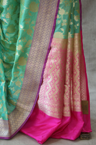 Green Banarasi Silk Saree-SRGBSS512