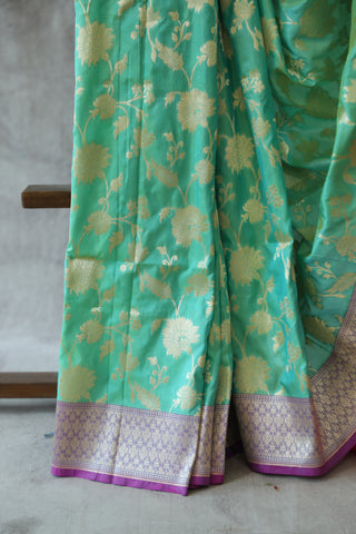 Green Banarasi Silk Saree-SRGBSS512