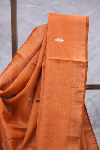 Orange Tissue Linen Jamdani Saree - SROTLJS81