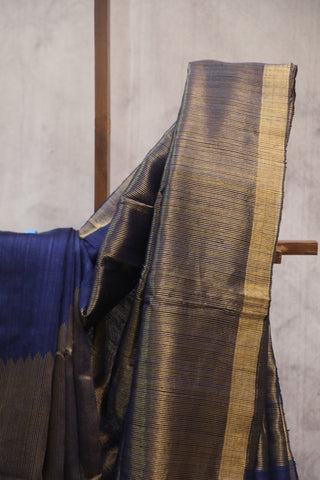 Blue Fera Temple Tussar Silk Saree - SRBFTTSS776