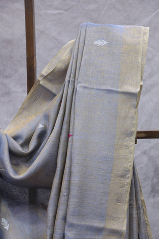 Two Tone Blue Tissue Linen Jamdani Saree - SRTTBTLJS88