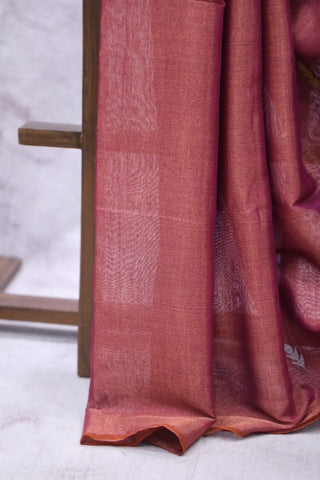 Magenta Tissue Linen Jamdani Saree - SRMTLJS89