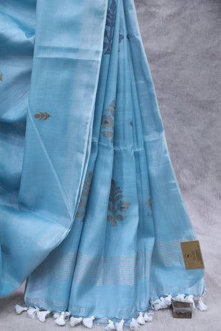 Sky Blue Tissue Linen Jamdani Saree - SRSBTLJS91