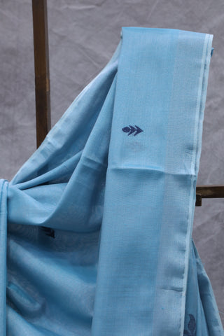 Sky Blue Tissue Linen Jamdani Saree - SRSBTLJS91