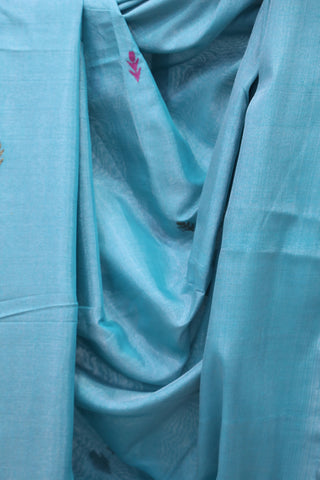 Aqua Tissue Linen Jamdani Saree - SRATLJS90