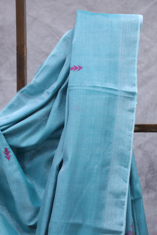 Aqua Tissue Linen Jamdani Saree - SRATLJS90