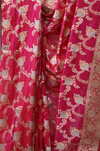 Rani Pink Banarasi Silk Saree-SRRPBSS523