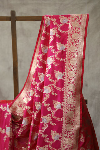 Rani Pink Banarasi Silk Saree-SRRPBSS523