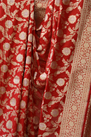 Red Banarasi Silk Saree-SRRBSS524