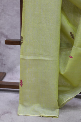 Yellow Tissue Linen Jamdani Saree - SRYTLJS74