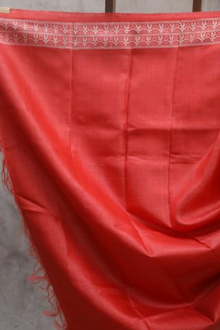 Red Tussar Silk Saree - SRRTSS766