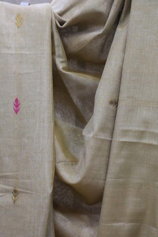 Beige Tissue Linen Jamdani Saree - SRBTLJS72