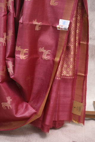 Pink Tussar Silk Saree - SRPTSS765