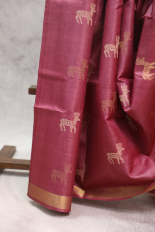 Pink Tussar Silk Saree - SRPTSS765