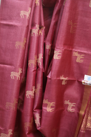 Pink Tussar Silk Saree - SRPTSS765