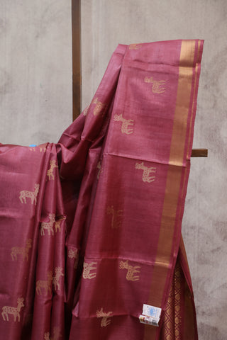 Pink Tussar Silk Saree - SRPTSS765